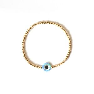 Blue opal evil eye gold bracelet